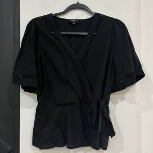 Milk & Honey Women’s Black Faux Wrap Top Size XL